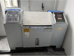 Salt spray corrosion test chamber for hearing protection durability